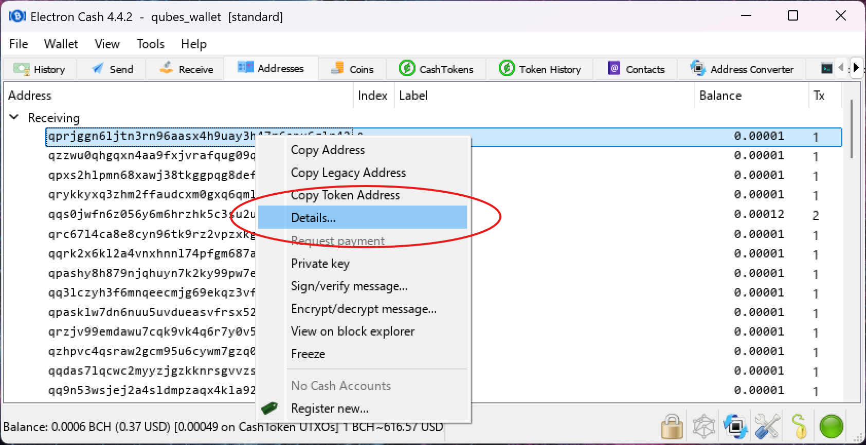 Right-click menu showing Details option